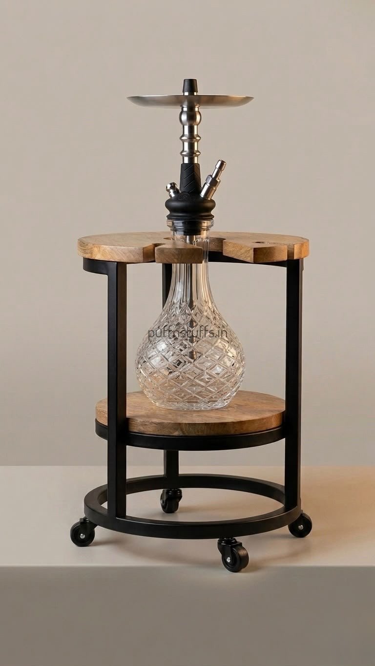 a8a04a3b-e1b7-4de8-9ad1-42d9fd78c7b0 SHISHA WOODEN TROLLY STAND - Image 1